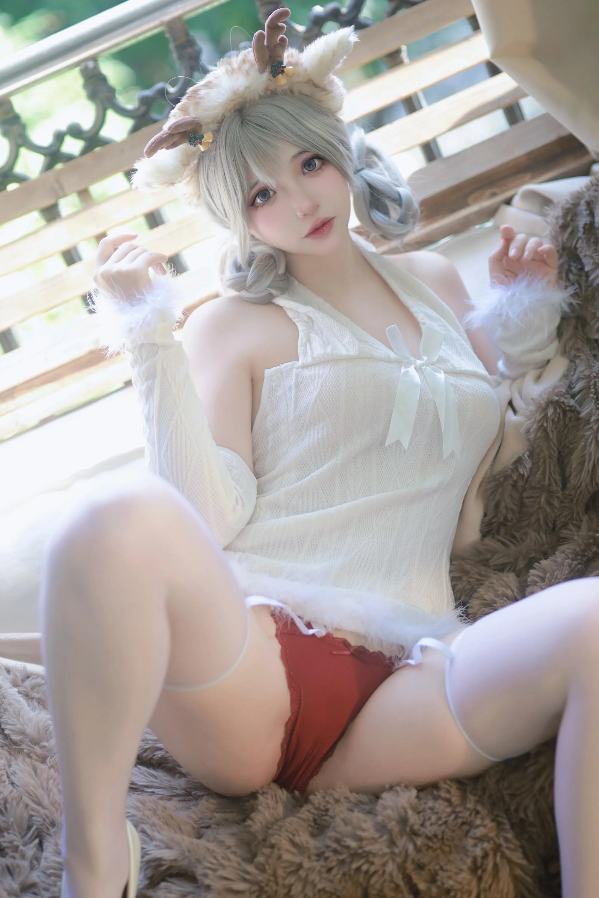 疯猫ss – NO.130 圣诞特典白色毛衣 [98P]插图6